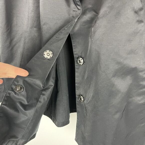EILEEN FISHER BLACK SNAP Cotton/Nylon Blend Rain JACKET -Womens Sz. Large​​​ - Picture 3 of 6